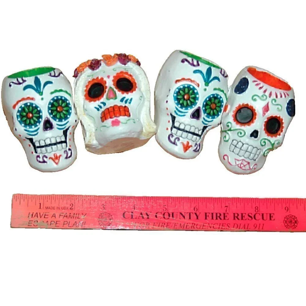 Skull Face Figurines Skeleton Dead Heads Decor